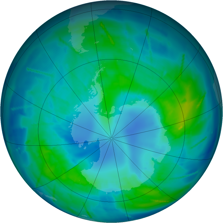 Antarctic ozone map for 14 April 2011